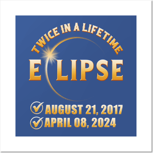 Twice In a Lifetime Solar Eclipse 2024 Total Eclipse Posters and Art